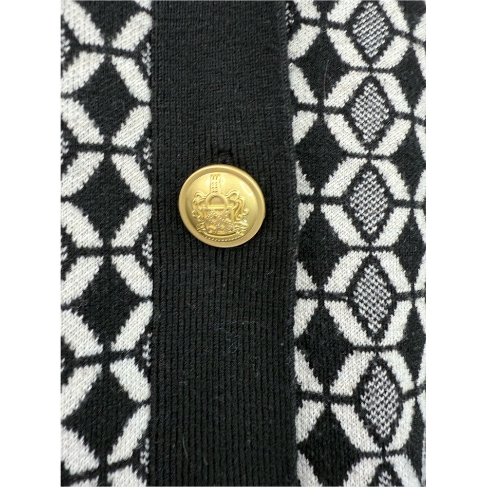 RW&CO. Sweater cardigan Black and White Geometric Knit Blazer with Gold Buttons - Picture 4 of 10